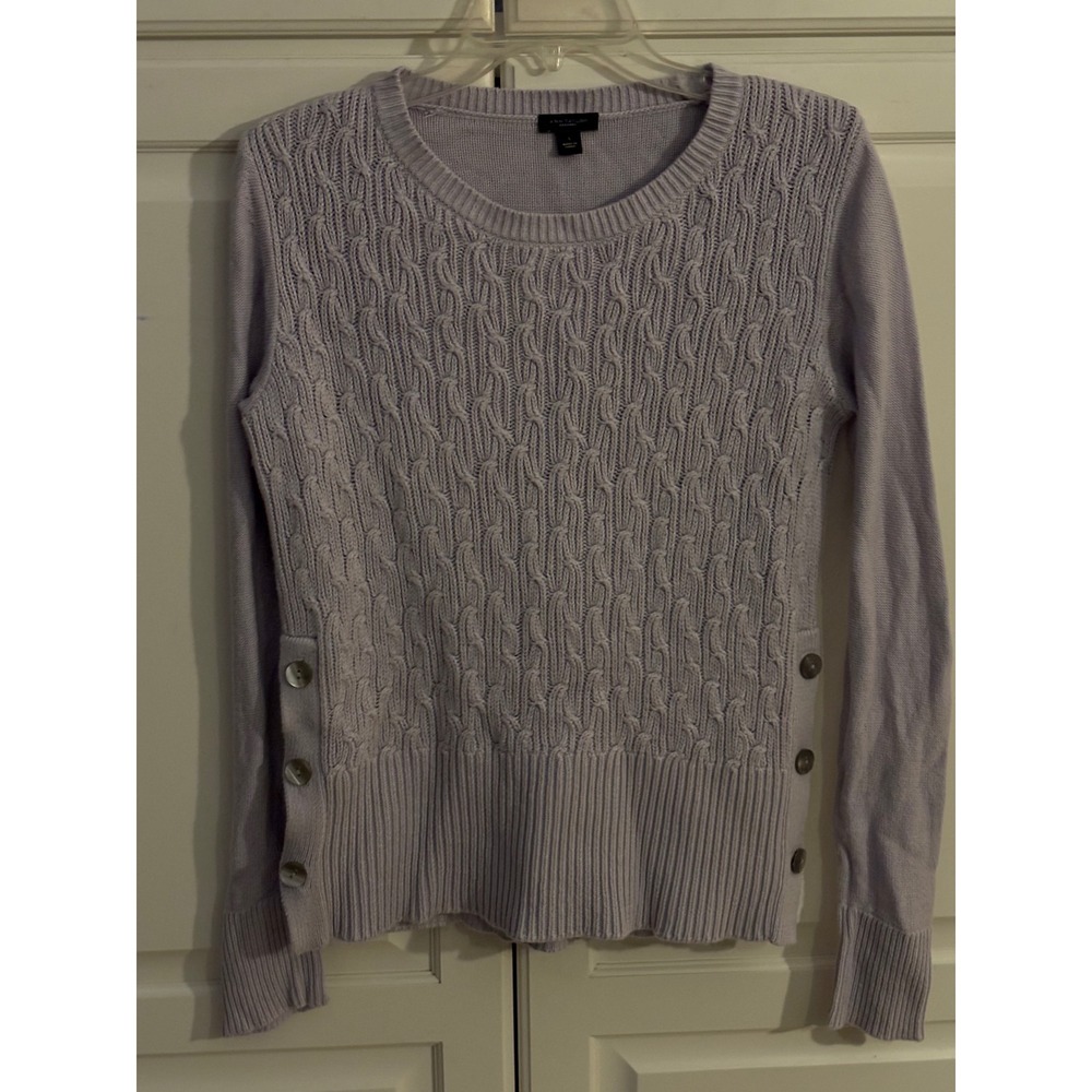 Ann Taylor Factory Lavender Purple Cable Knit Side Button Sweater Small